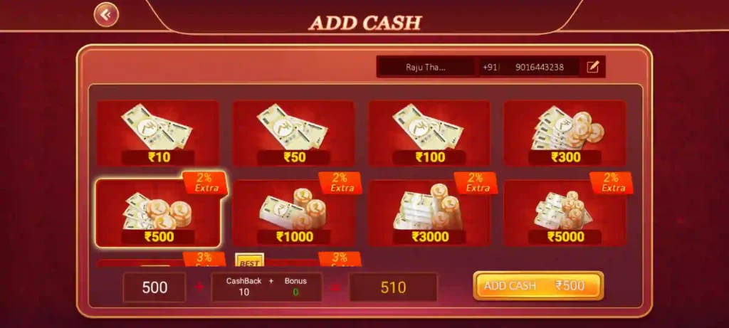 Withdraw Cash in Bappa Rummy Apk
