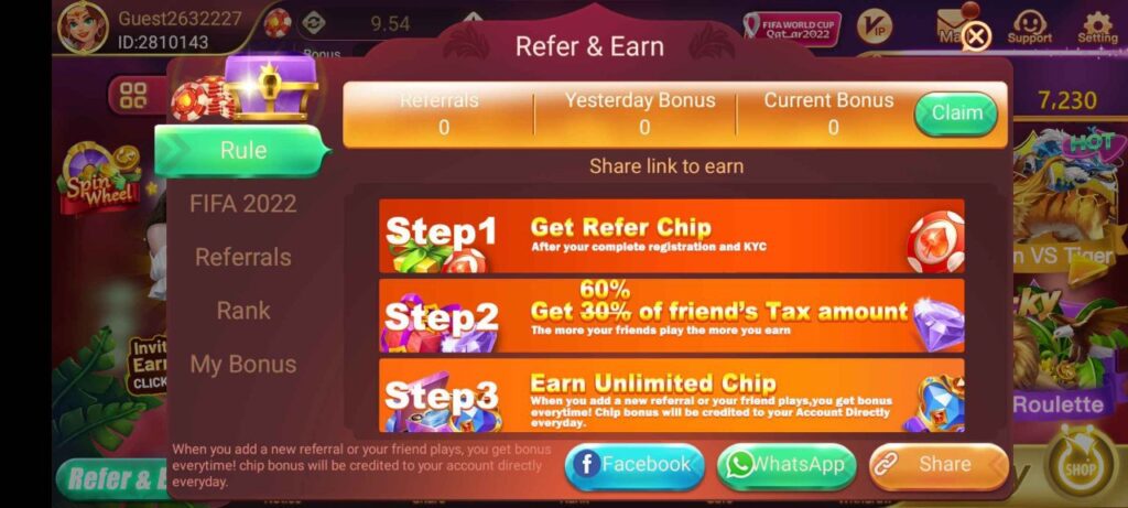 Refer And Earn Rummy East Game 